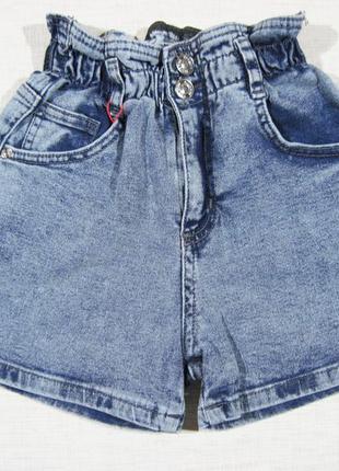 Высококачественные стильные джинсовые шорты мом для девочки, стрейчевые (турция).3 фото