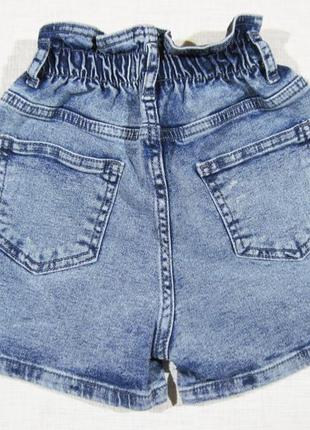 Высококачественные стильные джинсовые шорты мом для девочки, стрейчевые (турция).4 фото