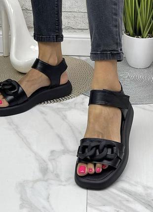 Класичні босоніжки, шкіра/замша