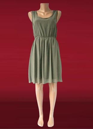 Стильное шифоновое платье tally weijl цвета хаки. размер uk10/38(s/м).