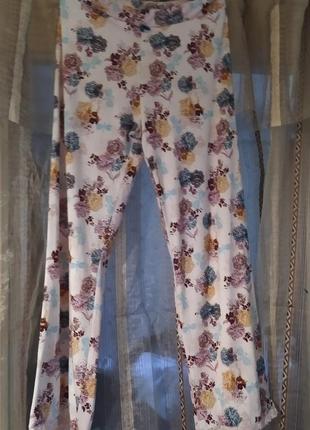 Домашние брюки цветочный принт на резинке