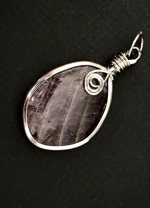Кулон/підвіска з натурального аметисту в етнічному стилі