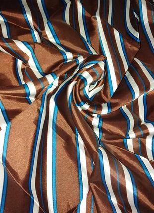 Итальянский платок из ацетатного шелка коричневый в полоску