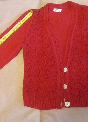 Кофта, пуловер, червоний кардиган ажурний