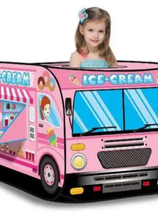 Дитячий ігровий намет фургончик з морозивом, намет для дівчинки рожевий будиночок для дітей1 фото