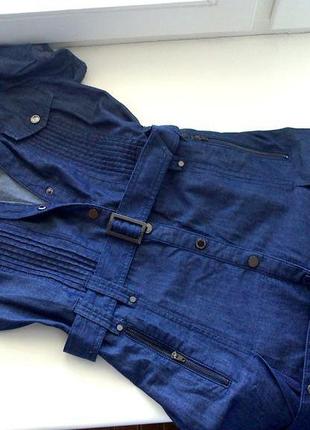 36р. джинсовое платье-халат на кнопках, лёгкий хлопок3 фото