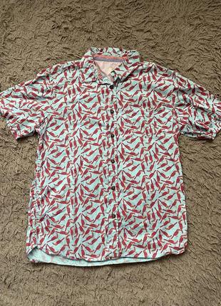 Рубашка пляжна сорочка легка на літо з коротким рукавом бавовняна2 фото