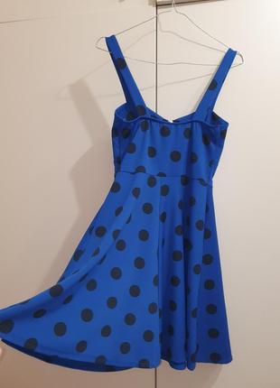 Сукня Сарафан плаття плаття італія синього кольору електрик в горох горошок синього кольору2 фото