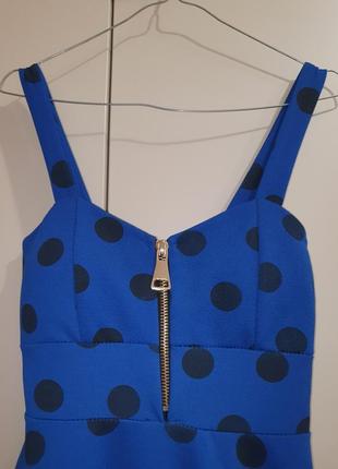 Сукня Сарафан плаття плаття італія синього кольору електрик в горох горошок синього кольору3 фото