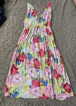 Сукня у підлогу максі довга плаття квітчасте літнє у квіти з розрізом2 фото