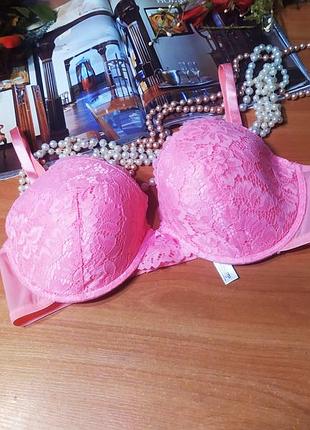 36/80дд/е нереально красивий яскравий неоновий розвовий кружевний бюстик лифчик ann summers новий