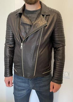 Чёрная мужская кожаная куртка - косуха