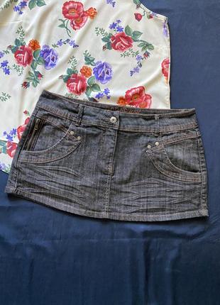 Джинсовая юбка мини, набедренная повязка, юбка с низкой посадкой2 фото