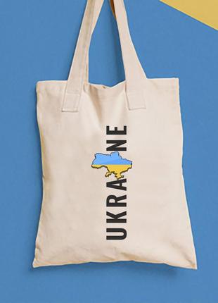 Эко-сумка, шоппер, повседневная с принтом "ukraine (вертикальная надпись)" push it