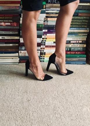 Женские чёрные замшевые туфли с силиконом по бокам, 35.5-36, 38р3 фото