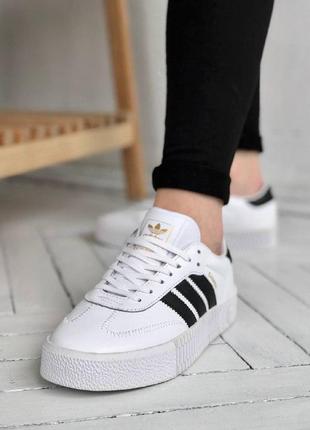 Классические кеды adidas samba (белые с чёрным