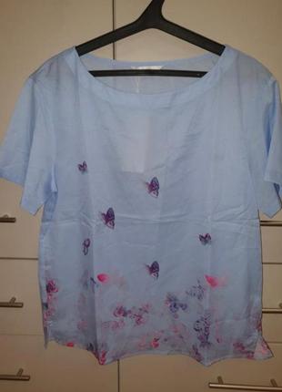 Блуза футболка м блакитного кольору туреччина з метеликами1 фото