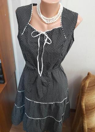 Вінтажна сукня в горох міді платье винтажное миди хлопковое2 фото