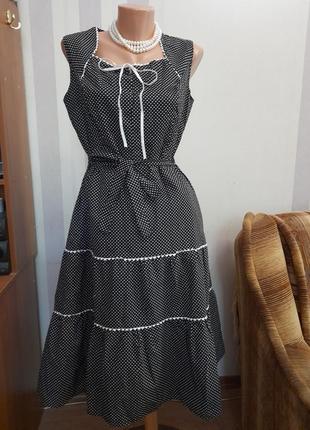 Вінтажна сукня в горох міді платье винтажное миди хлопковое8 фото