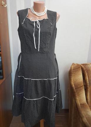 Вінтажна сукня в горох міді платье винтажное миди хлопковое4 фото