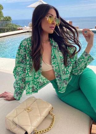 Яркая хлопковая рубашка zara