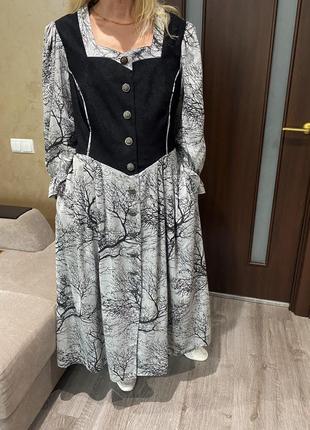 Винтажное платье рубашка на пуговицах с карманами большой размер
