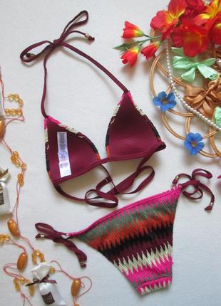 Шикарний роздільний купальник на зав'язках принт зигзаг primark 🍒🌺🍒