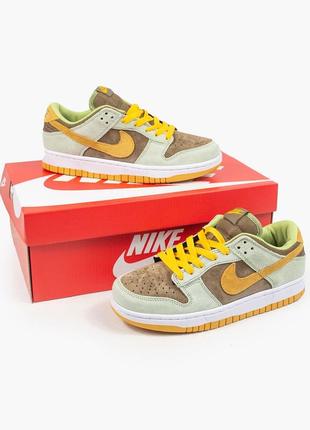 Жіночі шкіряні кросівки nike sb dunk low dusty olive #найк2 фото