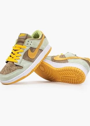 Жіночі шкіряні кросівки nike sb dunk low dusty olive #найк4 фото