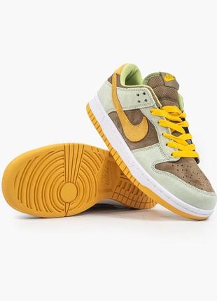 Женские кожаные кроссовки nike sb dunk low dusty olive #найк