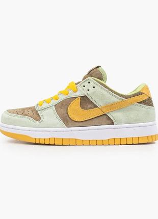 Жіночі шкіряні кросівки nike sb dunk low dusty olive #найк8 фото