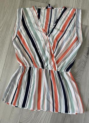 Блуза полосата в смужку майка з пояском