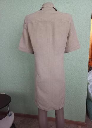 Льняное платье рубашка свободного кроя в стиле сафари7 фото