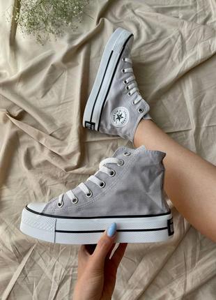 👟  кеди жіночі hight x chuck taylor platform grey конверс / наложка bs👟5 фото