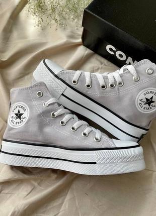 Grey converse platform best sale