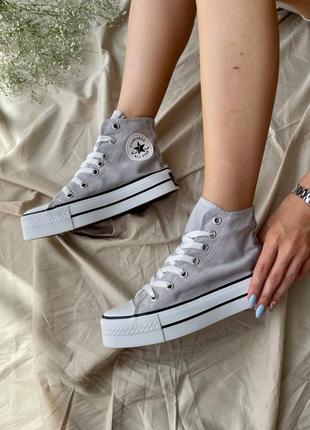 👟  кеди жіночі hight x chuck taylor platform grey конверс / наложка bs👟2 фото