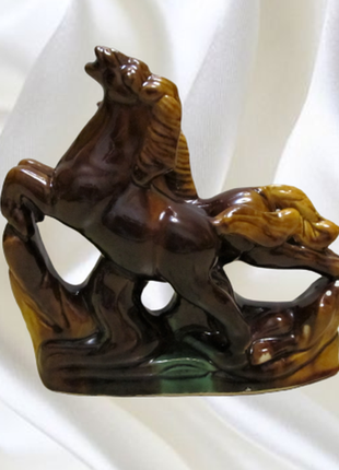 Винтажная майолика статуэтка "кони на воле" керамика ссср4 фото