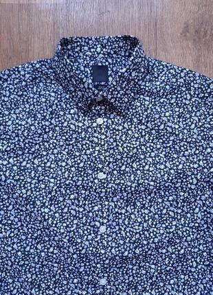 Рубашка черная h&m slim fit easy iron англия, размер s2 фото