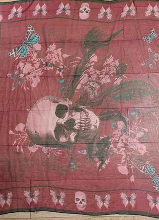 Mis selfridge шарф бордовий з черепом