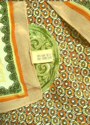 Небольшой шелковый летний платочек узоры 54х54 см, платочек винтаж 100% шёлк5 фото