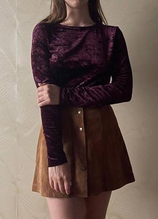 Вельветовая бордовая кофта ( гольф )