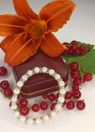 Чудовий браслет натуральні перлини2 фото