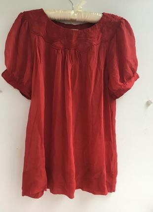 Нарядная красная шелковая блузка блуза, натуральный шёлк шелк