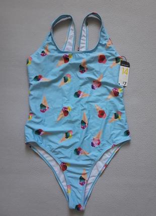 Класний злитий купальник принт морозиво primark