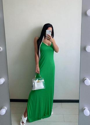 Платье макси с разрезом, сукня максі в шикарному зеленому кольорі4 фото
