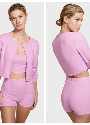 Victorias secret вікторія сікрет піжама, костюм для сну glow waffle 3-piece short pj set