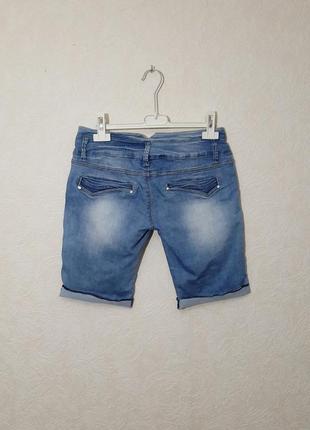 Miss lala фирменные шорты голубые джинсовые стильные с манжетами стрейч-котон женские 46 48 m l6 фото