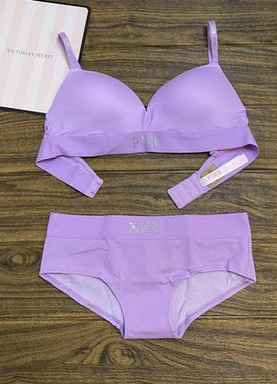 Комплект з камінчиками victoria's secret & pink 34c+s