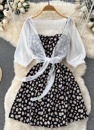 Комплект блуза та сарафан в квіточку6 фото