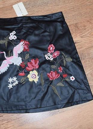 Юбка черная вышивка